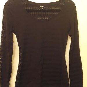Express striped lace long sleeve shirt